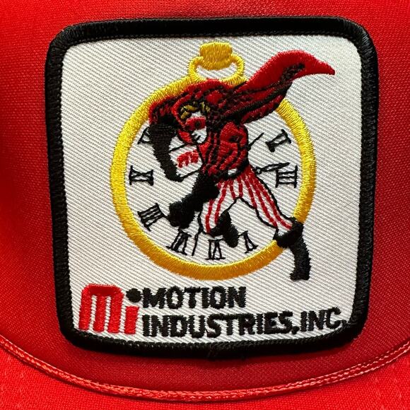 Vintage Red Snapback Hat Motion Industries INC Big Embroidered Logo Patch - Picture 2 of 13